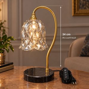چراغ رومیزی شمع گرم کن یا چراغ خواب شمع آب کن تایمردار مدل n3 با کریستال شامپاینی